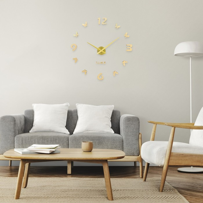 Часы настенные интерьерные большие, 3d  Часы настенные интерьерные большие, 3d "Бабочки", бесшумные, наклейка, d-70 см