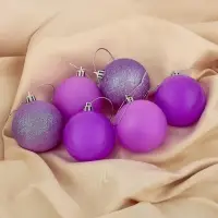 Ёлочные игрушки &laquo;Неон&raquo;, шары новогодние, набор 6 шт., d=6 см, фиолетовый