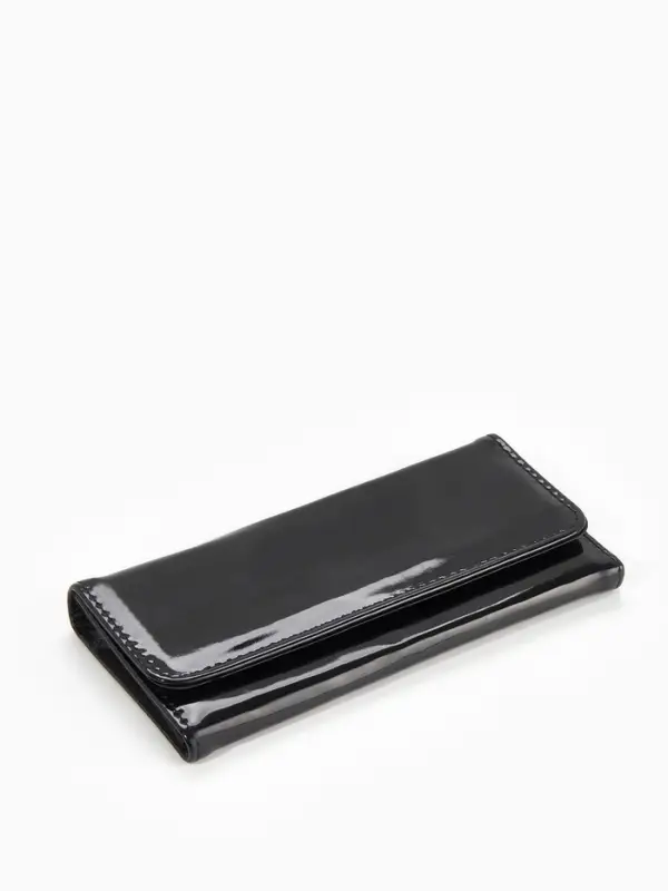 Кошелёк женский на магните, 19.5&times;2.5&times;9 см, лаковый, чёрный