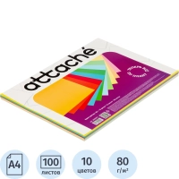 Бумага цветная Attache Multicolor А4,80г(10цв.интенсив,пастель по 10л)100л