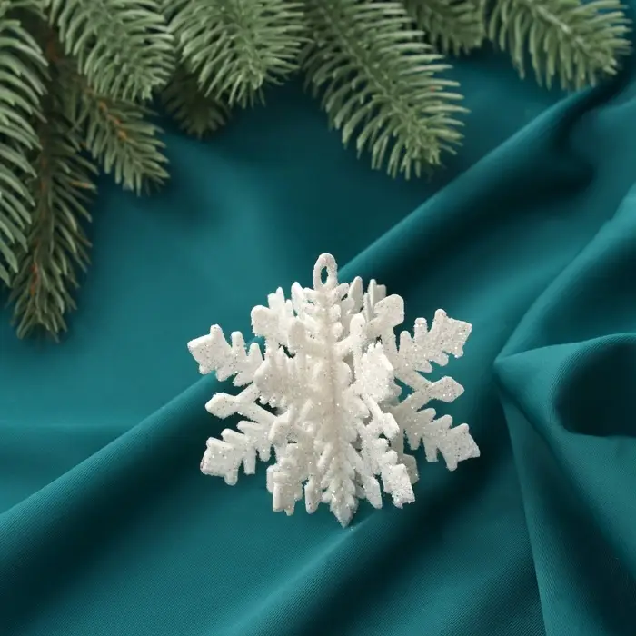 Ёлочные игрушки набор 2 шт. &laquo;Зимнее волшебство. Снежинка объёмная&raquo;, 7&times;6 см, белый