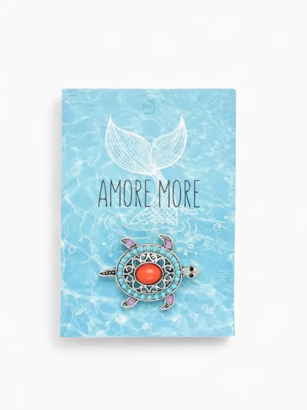 Брошь &laquo;Этника. Черепашка&raquo;, разноцветная в серебре