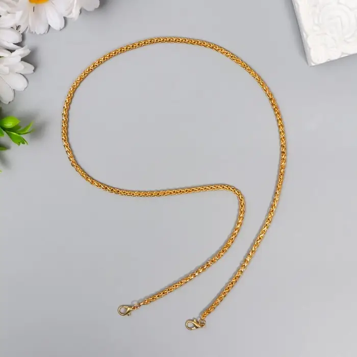 Цепочка с 2-мя карабинами толщина звена 0,1 см 0,4х60 см золото/серебро МИКС Цепочка с 2-мя карабинами толщина звена 0,1 см 0,4х60 см золото/серебро МИКС