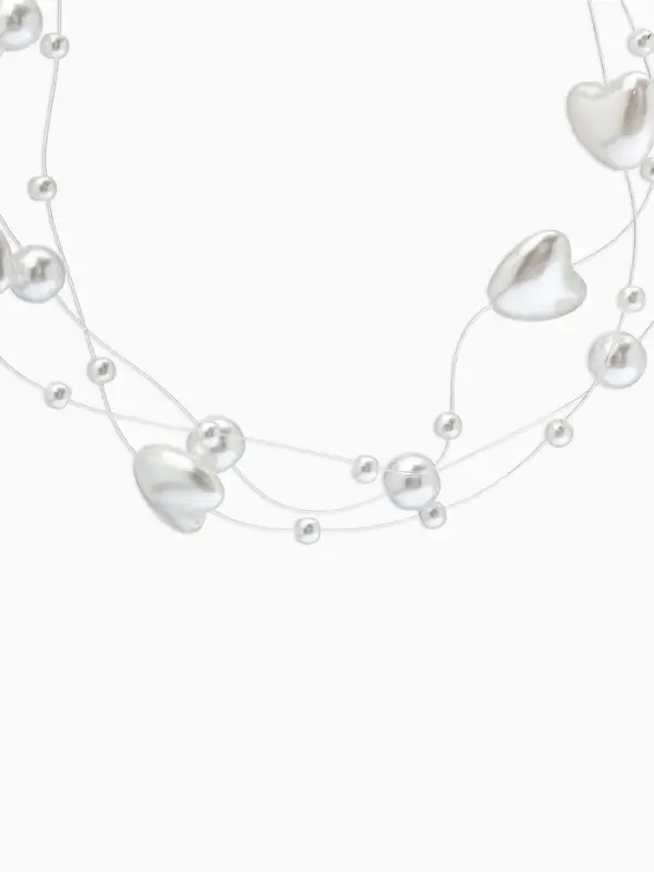 Браслет на леске &laquo;Жемчуг. Сердце&raquo;, L=16 см, бусины №4, 6, белый в серебре
