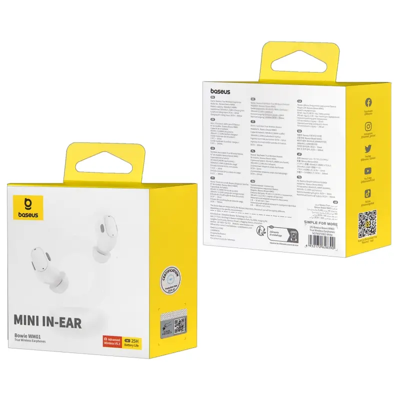 Наушники Bluetooth WM01 Baseus белые NGTW370002 Наушники Bluetooth WM01 Baseus белые NGTW370002