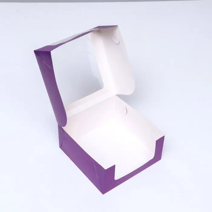 Кондитерская упаковка с окном, сиреневая, 21×21×10 см Кондитерская упаковка с окном, сиреневая, 21×21×10 см