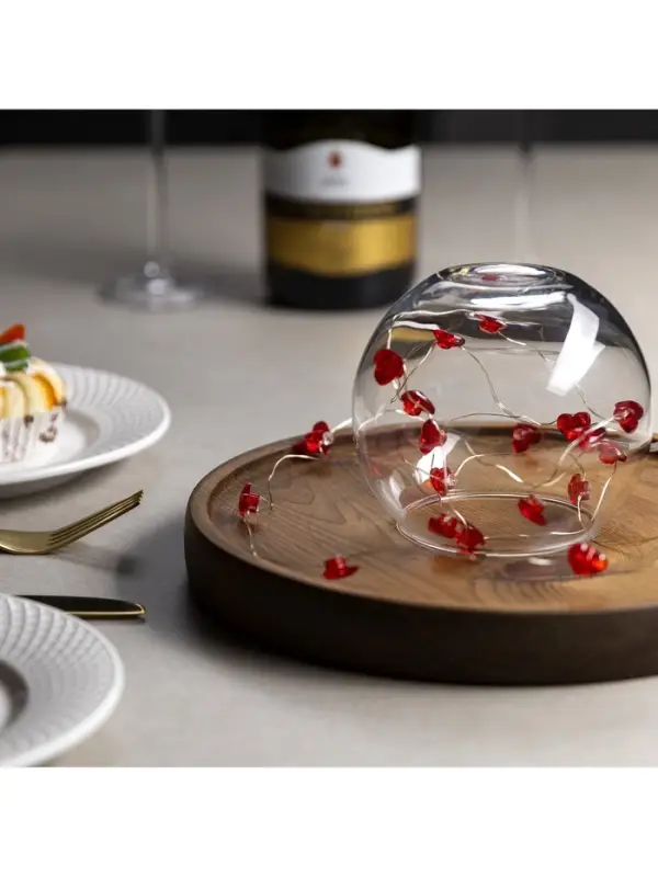 Гирлянда &laquo;Нить&raquo; 2 м, роса с насадками &laquo;Сердце&raquo;, IP20, серебристая нить, 20 LED, свечение красное, 2 режима, ААх2