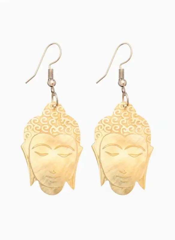Серьги Серьги "Будда" ракушка 5,5х2 см