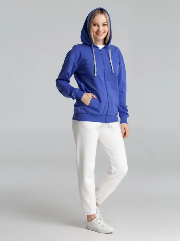 Толстовка на молнии с капюшоном Unit Siverga, ярко-синяя, размер XS