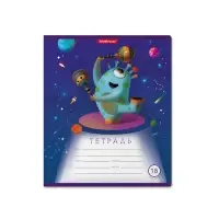 Тетрадь 18 листов в линейку, ErichKrause Cosmic Monsters, обложка мелованный картон, МИКС