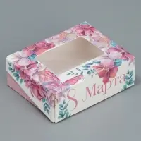 Кондитерская упаковка, коробка с ламинацией &laquo;8 марта&raquo;, 10&times;8&times;3.5 см