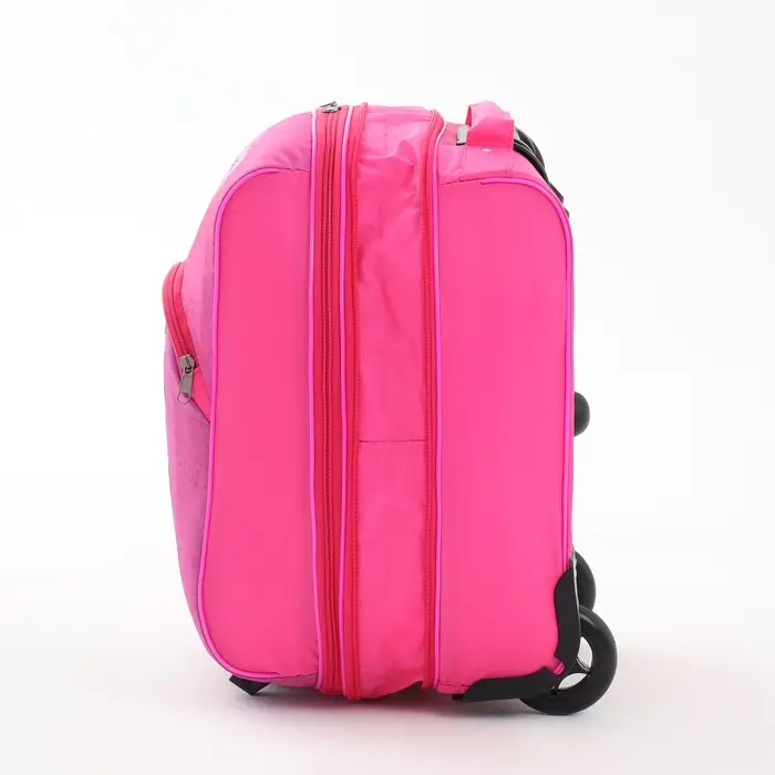 Чемодан на колёсах малый 16" на молнии, розовый