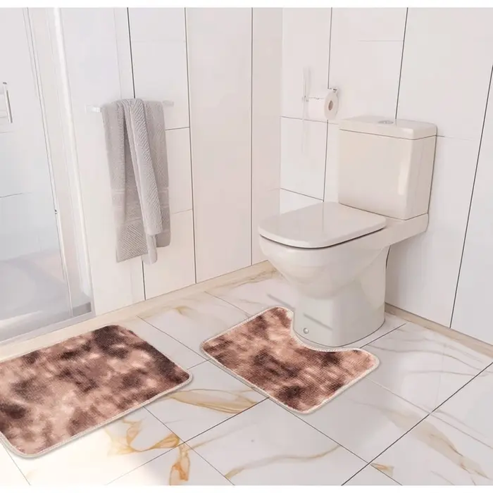 Коврики для ванной и туалета Доляна &laquo;Пушистик&raquo;, 2 шт., 38&times;40, 40&times;60 см, коричневые