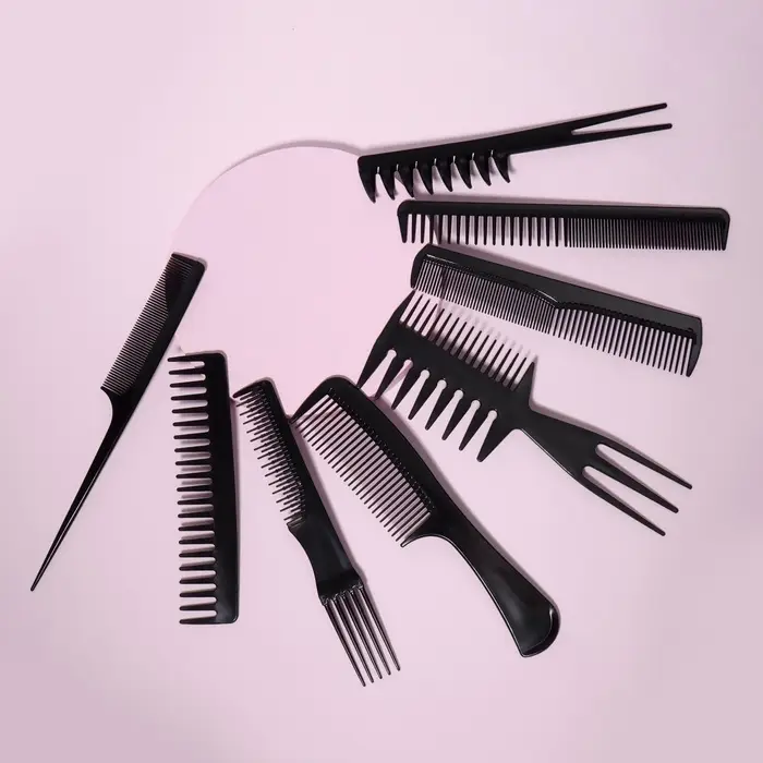 Набор расчёсок, 8 предметов, чёрный