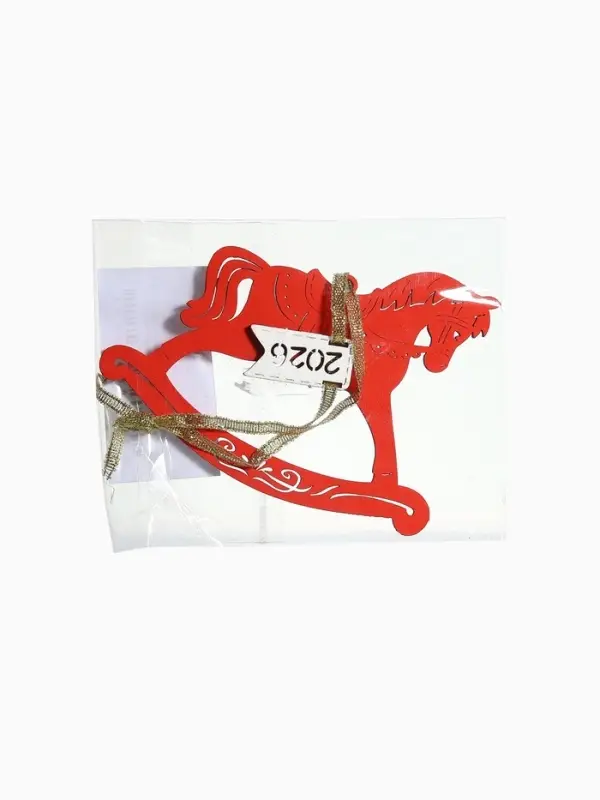 Ёлочное украшение Ёлочное украшение "Лошадка. 2026" 11,5х8,5 см, Красный-белый