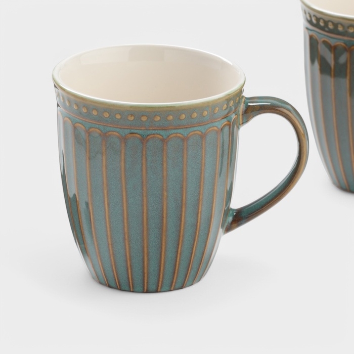 Набор кружек 2 шт Доляна  Набор кружек 2 шт Доляна "Винтаж" 350 мл 12х9х10 см, цвет синий