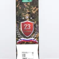 Пакет подарочный ламинированный под бутылку &laquo;23 февраля&raquo;, 13&times;36&times;10 см