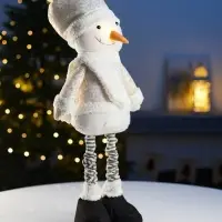 Светодиодная фигура &laquo;Снеговик&raquo; 55-84 см, текстиль, телескопические ножки, 1 LED, от батареек LR1130&times;3, свечение тёплое белое