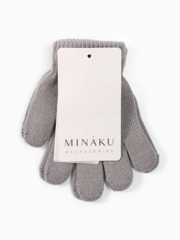 Перчатки детские MINAKU однолсойные, 14 см, цв.серый