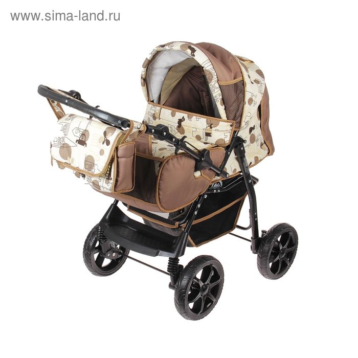 Коляска-трансформер «Гном», пластиковые колёса, оттенки бежевого, рисунок МИКС Коляска-трансформер «Гном», пластиковые колёса, оттенки бежевого, рисунок МИКС