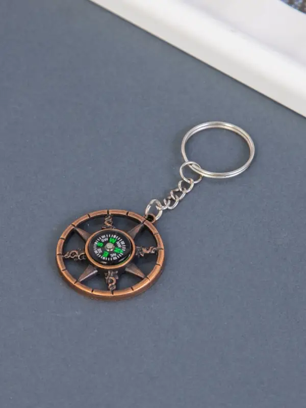 Металлический брелок для ключей на кольце &laquo;Штурвал с компасом&raquo;, 3.5&times;3.5 см