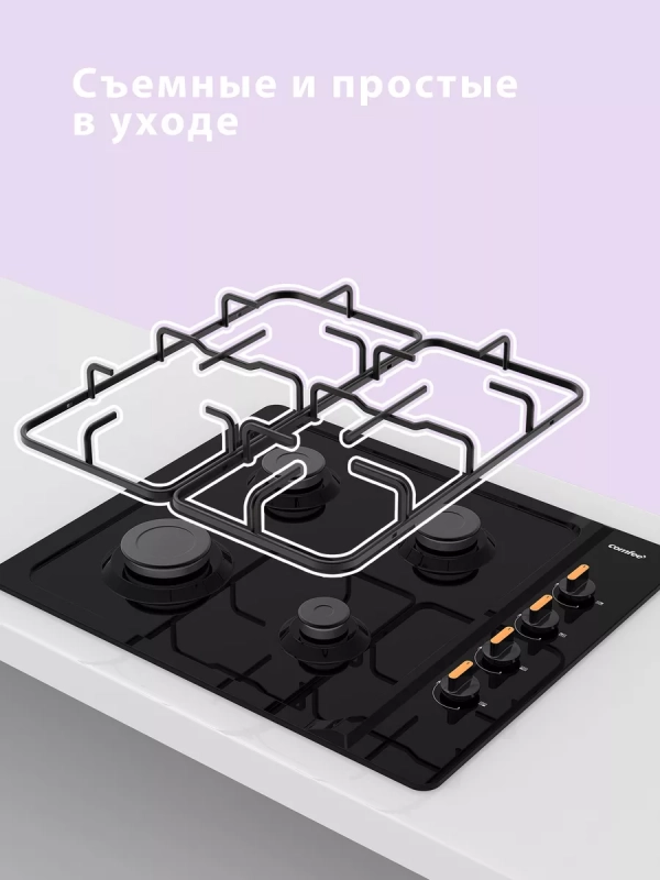 Газовая варочная панель CGH600B, 60 см, черная эмаль Газовая варочная панель CGH600B, 60 см, черная эмаль