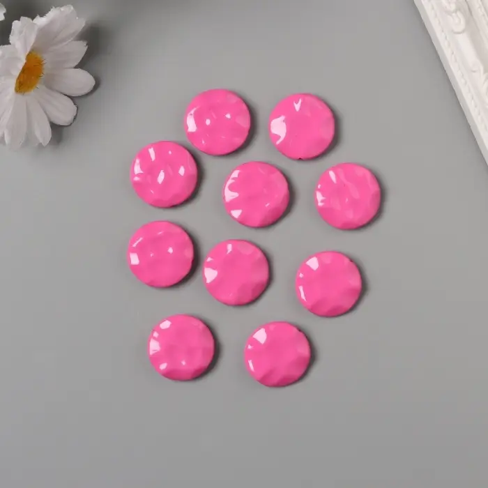 Бусины для творчества акрил Бусины для творчества акрил "Плоский мятый круг" розовый 2,5х2,5х0,6 см