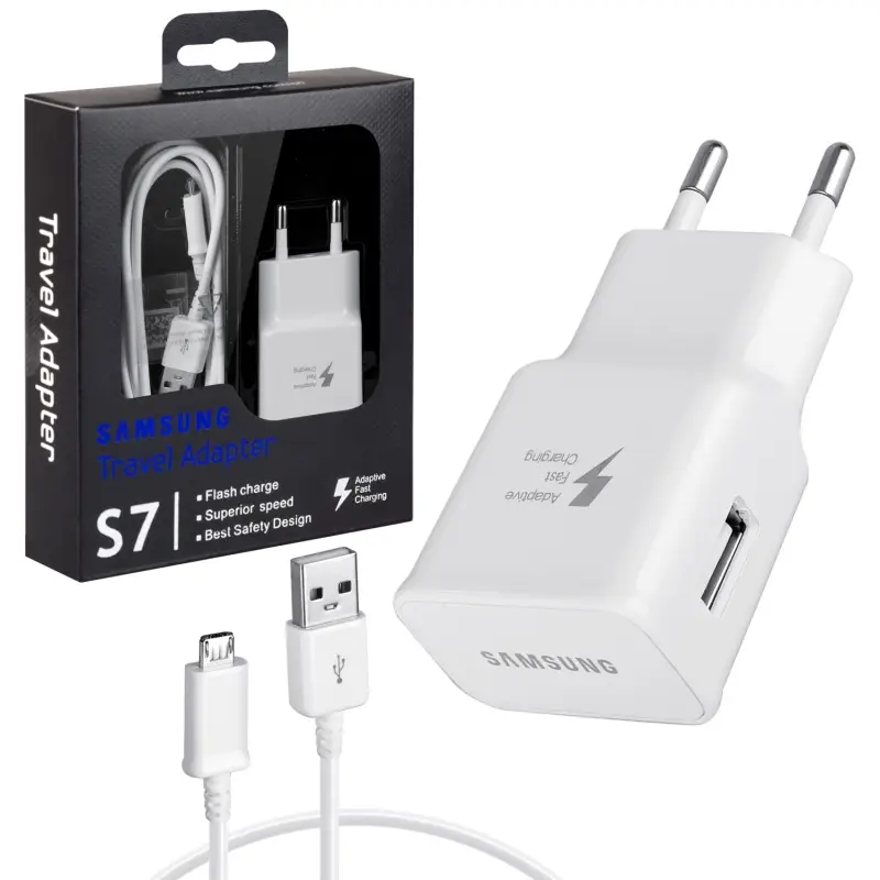 Сетевое зарядное устройство с кабелем USB на MicroUSB белое