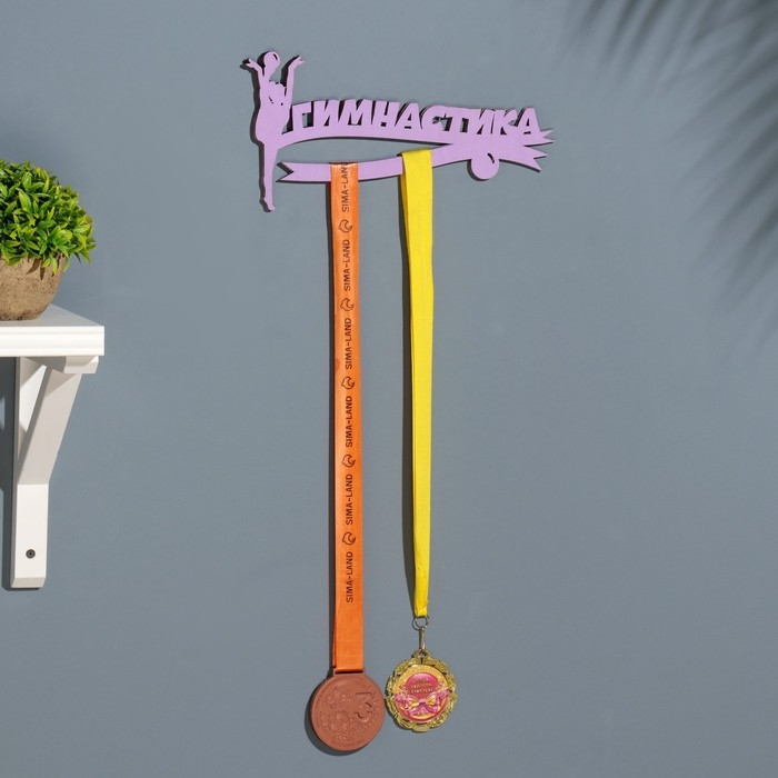 Медальница  Медальница "Гимнастика" сиреневый цвет, 28х12 см