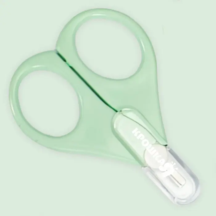 Ножницы маникюрные, детские, с защитным колпачком, зеленый