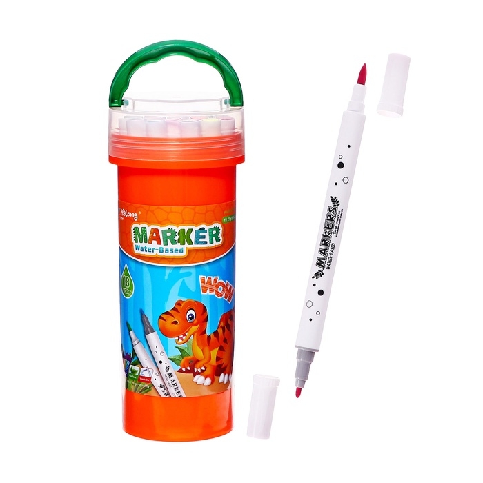 Набор маркеров 24 цвета двусторонние, в пластик тубусе МИКС Набор маркеров 24 цвета двусторонние, в пластик тубусе МИКС