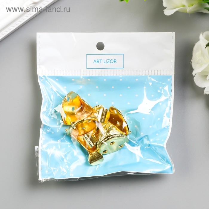 Уголок (ножка) для шкатулки металл  Уголок (ножка) для шкатулки металл "Царская" набор 4 шт золото 2,5х2,2 см