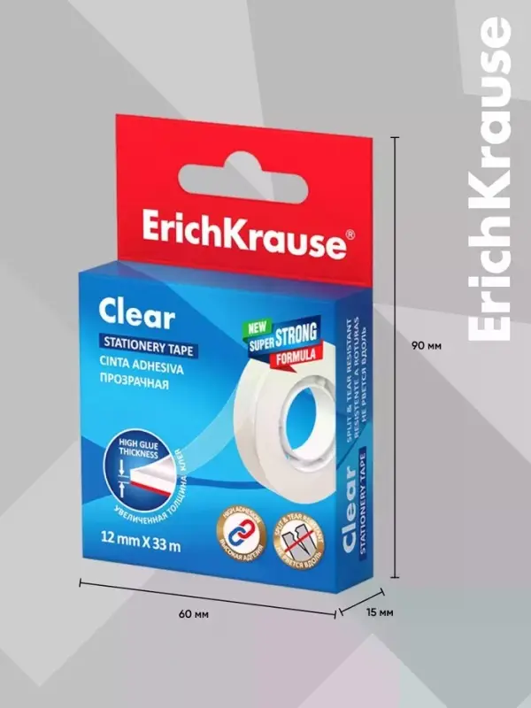 Набор из клейких лент ErichKrause Clear, 12 мм &times; 33 м, прозрачная