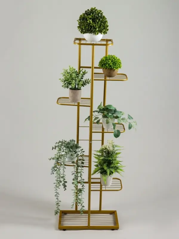 Подставка для цветов Greengo, 7 полок, 43&times;22&times;126 см, напольная, металл, цвет золотой