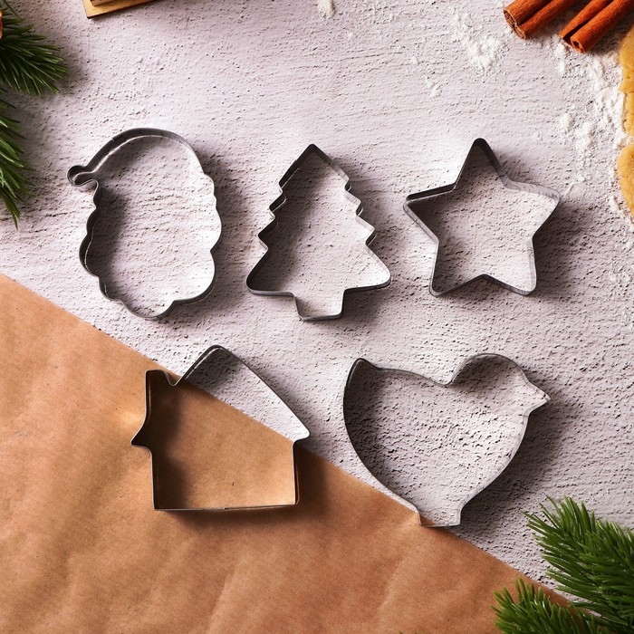 Подарочный набор формочек для печенья KONFINETTA «Зимние приключения»: 10 шт, нержавеющая сталь Подарочный набор формочек для печенья KONFINETTA «Зимние приключения»: 10 шт, нержавеющая сталь