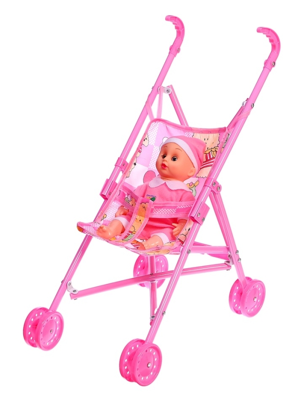 Пупс с коляской, 25 см, МИКС Пупс с коляской, 25 см, МИКС