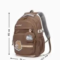 Рюкзак школьный &laquo;Капибара&raquo;, 2 отделения, 4 кармана, с кошельком, 31&times;13.5&times;45 см, коричневый