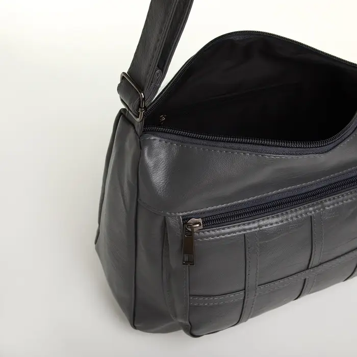 Сумка женская кросс-боди на молнии, 20&times;8.5&times;15 см, однотонная, серая