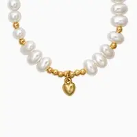 Браслет жемчуг "Рисинкис сердцем" , цвет белый в золоте