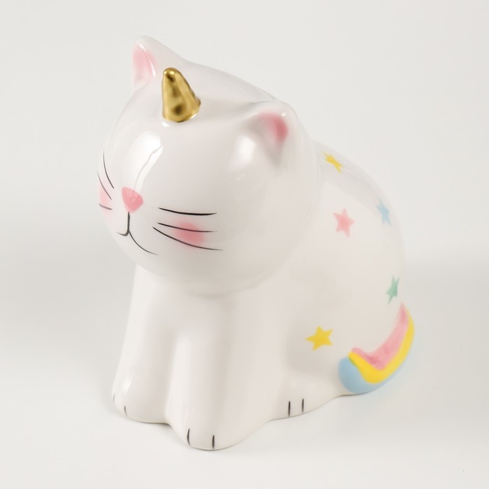 Копилка керамика Копилка керамика "Котик-единорог" 13х10х16 см