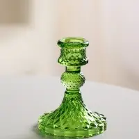 Стеклянный подсвечник на 1 свечу &laquo;Женева&raquo;, d=2.2 см, зелёный, 10.5&times;7.7&times;7.7 см