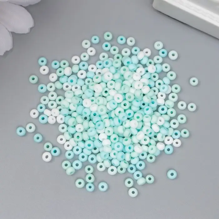 Бисер стекло 8/0  Бисер стекло 8/0 "Маршмеллоу. Матовый. Меланж. Мята" 10 гр