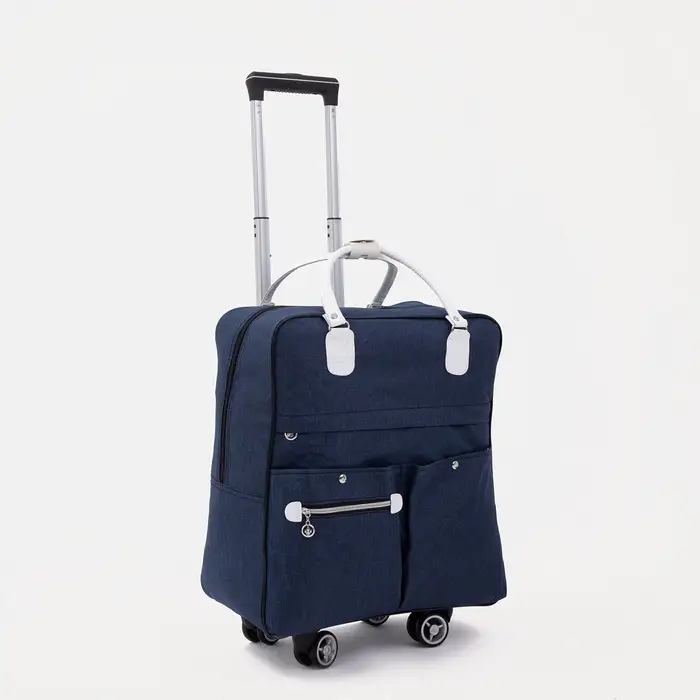 Сумка дорожная 2 в 1 на 4 колёсах 20", отдел на молнии, 4 наружных кармана, синяя