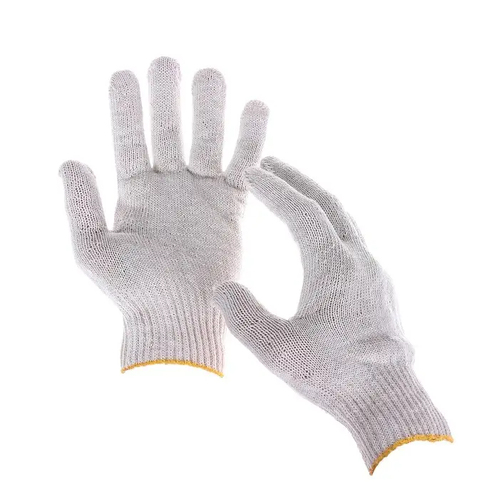 Перчатки садовые, хб, вязка 10 класс, 5 нитей, без покрытия, белые Перчатки садовые, хб, вязка 10 класс, 5 нитей, без покрытия, белые