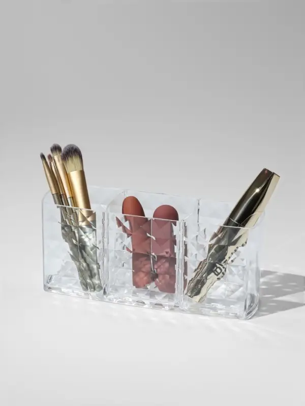 Органайзер для хранения косметики, 3 секции, 18.5&times;5.5&times;8 см, прозрачный