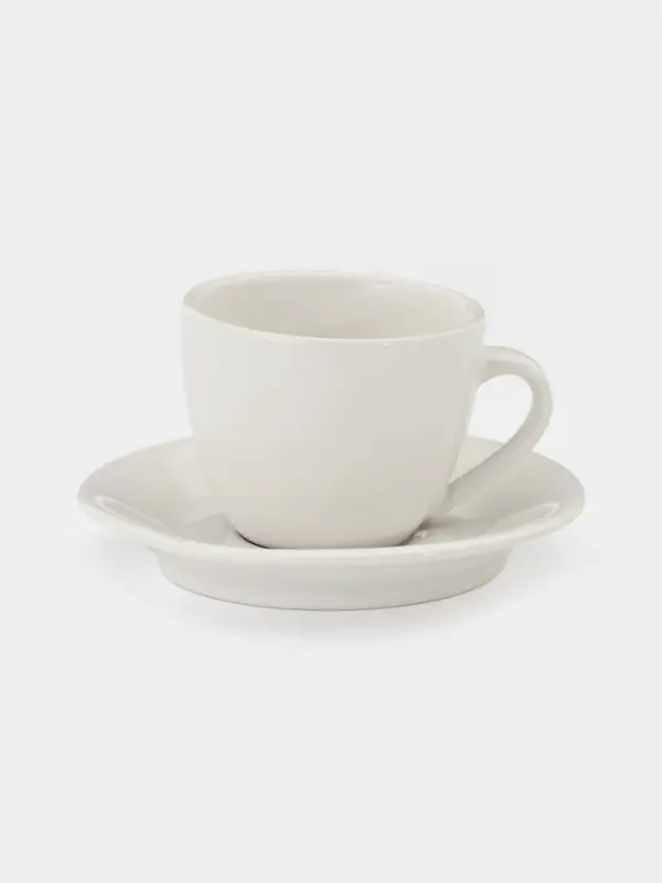 Кофейная пара &laquo;Премиум&raquo;, 100 мл, фарфор, белая