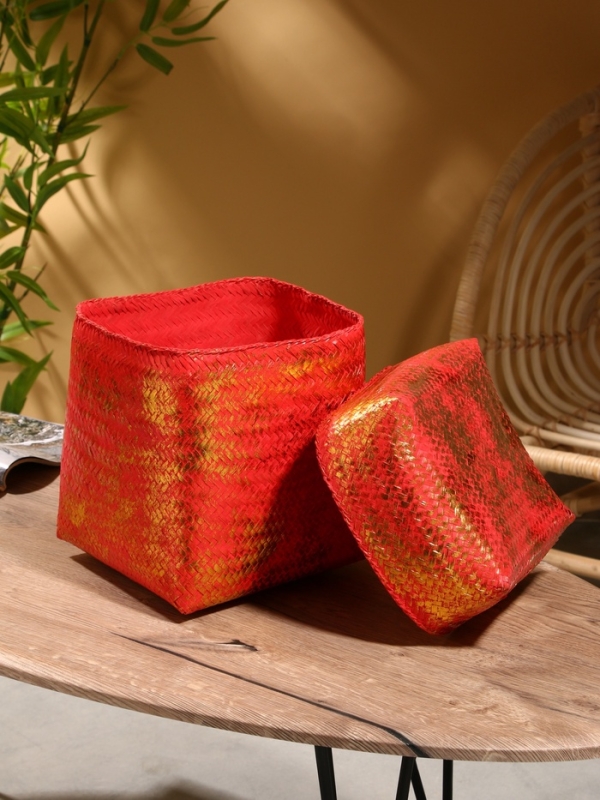 Корзинка плетеная "Голден" 25х25х30 см, розовый