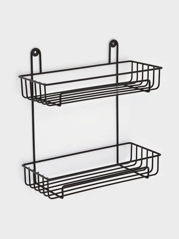 Полка для ванной прямоугольная, 2-х ярусная, 29*12,5*30 см, цвет черный Полка для ванной прямоугольная, 2-х ярусная, 29*12,5*30 см, цвет черный