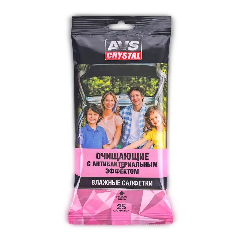 Влажные салфетки "Очищающие с антибактериальным эффектом" 25 шт AVS AVK-207