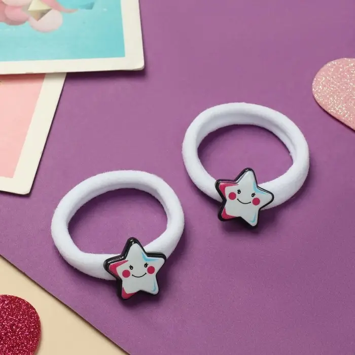 Резинка для волос  Резинка для волос "Нежность" (набор 2 шт) звёздочка, 4 см, белый